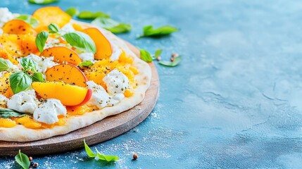Gourmet Pizza Delight: A tempting pizza showcases an array of fresh ingredients. The enticing food photography captures the essence of a culinary creation.