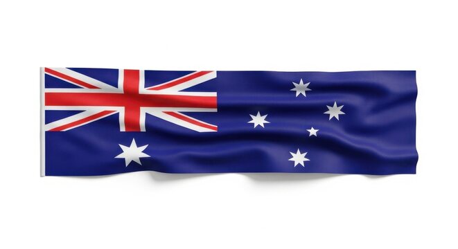 Waving australia flag featuring the union jack and the southern cross constellation.