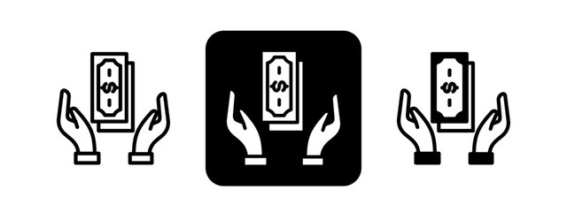 Handling Solid color and black line drawing vector illustration set