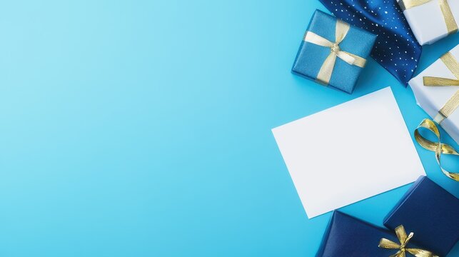 Gift-Giving Elegance: A curated selection of beautifully wrapped gift boxes, adorned with delicate ribbons and bows, rests on a pristine, serene surface, evoking anticipation and the joy of giving. 