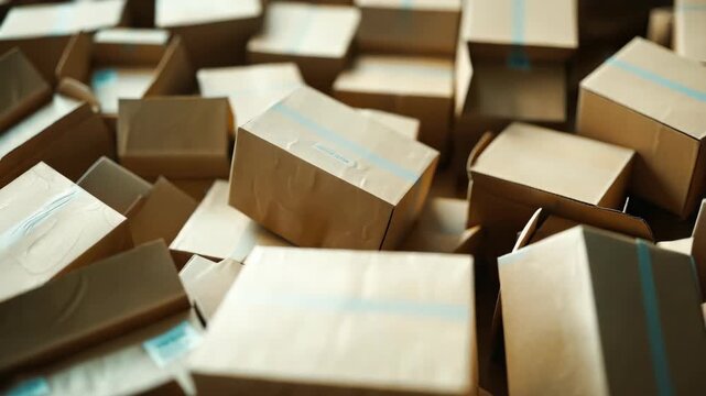 Pile of cardboard boxes in warehouse