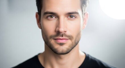 Fototapeta premium Close-up portrait of confident young man with well-groomed