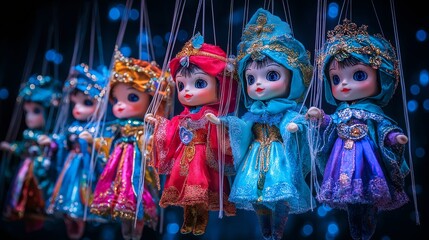 Carnival dolls. Illustrations on the theme of holidays and shows, congratulations and theater.