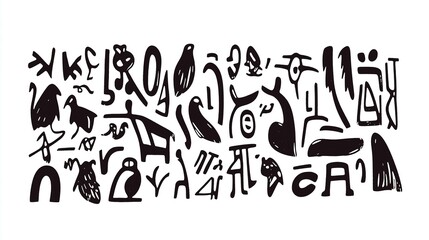 Graphic illustration on the theme of signs and graphics, sketches and drafts.