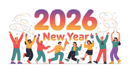 Festive New Year 2026 Celebration: A vibrant gathering of friends, filled with dancing and cheer, welcomes the arrival of the new year, embracing the spirit of optimism and joy.