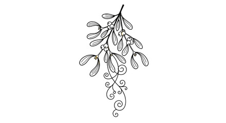 Mistletoe Branch Illustration: A delicate illustration captures the elegance of a mistletoe branch.  Perfect for conveying the essence of holiday traditions and natural beauty.