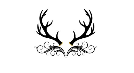 Deer Antlers Art: A stylized illustration of elegant deer antlers, artfully adorned with intricate floral designs, evoking a sense of artistic nature and refined beauty.