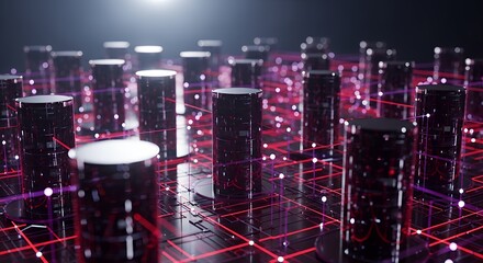 Futuristic Data Servers and Network Connections in a Digital Environment.