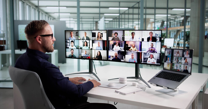 Young Businessman Conducts Online Meeting