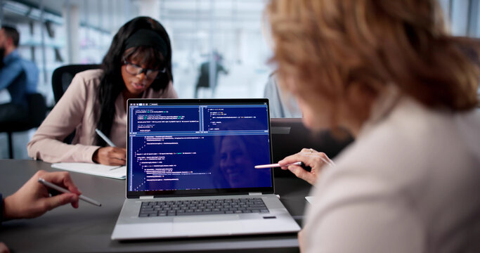 Diverse Team Of Engineers Collaboratively Code Software