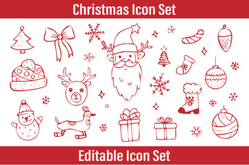 Minimal Winter & Christmas  Season Linear Icon Collection