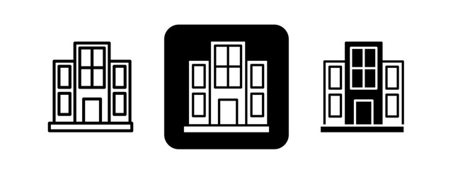 Apartements Solid color and black line drawing vector illustration set