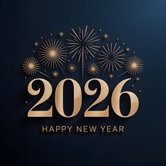 Elegant 2026 new year celebration with golden fireworks and dark background