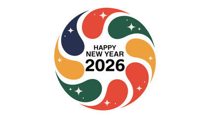 New Year 2026: A festive design for the New Year celebration, featuring a colorful swirling pattern with text Happy New Year 2026.