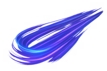 Blue and purple light streak effect creating a dynamic abstract motion trail in a futuristic design