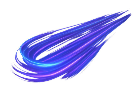 Blue and purple light streak effect creating a dynamic abstract motion trail in a futuristic design