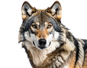 Wolf head portrait isolated on white background, transparent PNG