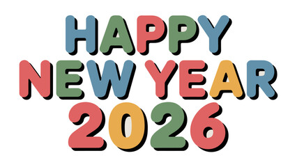 Happy New Year 2026 Celebration: A vibrant and colorful design, celebrating the arrival of the year 2026, offering a cheerful and festive welcome to the new year.