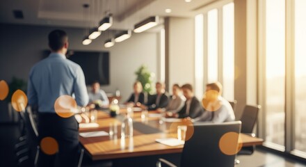 Business meeting in a modern conference room with natural light