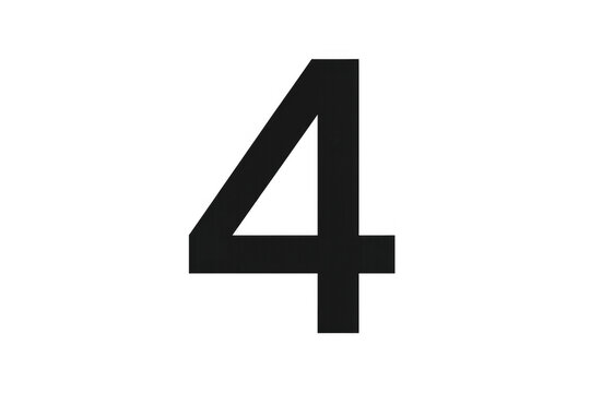 Black numeral four digit with transparency, representing count, quantity, mathematics, isolated symbol for design