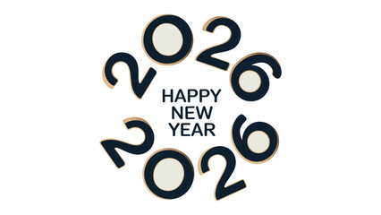 New Year 2026: A Festive Emblem for the upcoming year, the design uses bold numbers and typography that embody the spirit of hope and anticipation. 