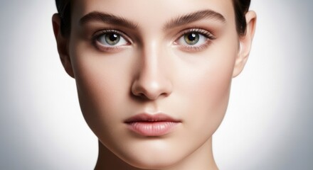 Fototapeta premium Close-up portrait of a young woman with clear skin and captivating