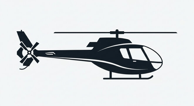 Sleek helicopter silhouette for aviation enthusiasts, perfect for logos and icons, symbolizing travel, rescue, and adventure in a modern, dynamic design