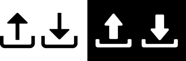 Upload and download icons, file transfer symbols, arrow upload and download symbols