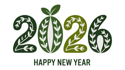 Floral New Year 2026 Greeting: a Happy New Year's greeting card, in the form of the year 2026, creatively adorned with floral patterns, embodies the beauty of growth and the promise of a fresh start.