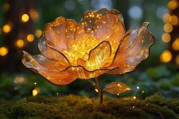 Glowing Transparent Flower In Forest Scene
