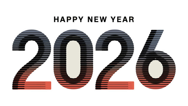 Countdown to 2026: A modern, minimalist design celebrates the dawn of the new year, wishing joy and prosperity to come. 