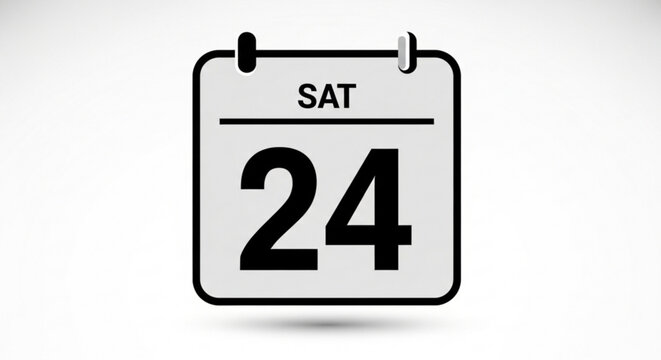 Saturday, 24th on a calendar, perfect for social media posts about events, reminders, or date-specific promotions, a clean and modern reminder icon