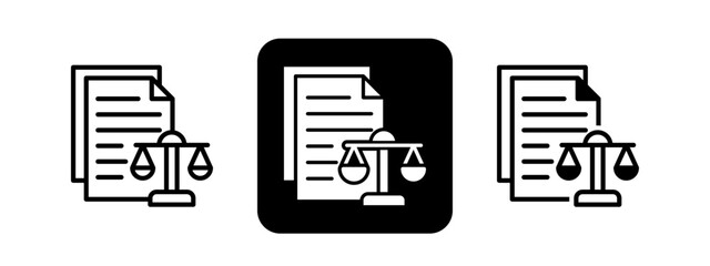 Legal Document Solid color and black line drawing vector illustration set