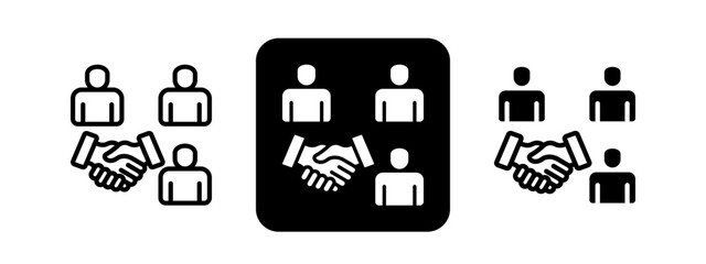 Cooperative Solid color and black line drawing vector illustration set