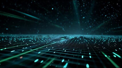 Abstract digital landscape with glowing lines and dots, representing data flow and technological advancements. - Powered by Adobe