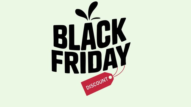Minimalist Black Friday flat design with red discount tag and copy space