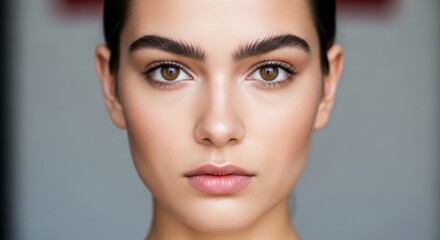 Fototapeta premium close-up portrait of young woman with flawless skin and intense gaze