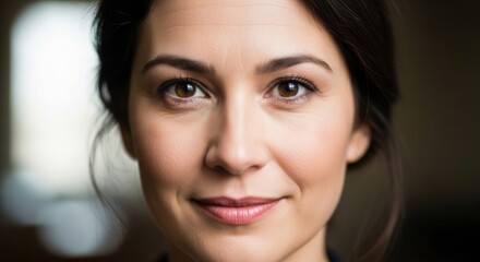 Fototapeta premium Close-up portrait of a young woman with a confident and warm smile