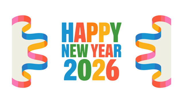 Happy New Year 2026: A vibrant and colorful design wishing a Happy New Year 2026, perfect for celebrations and greetings.