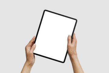 Tablet Mockup in Hands with Empty Display for Design Presentation