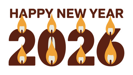 New Year 2026: A festive greeting celebrating the dawn of the year, with a stylish and celebratory design with burning candle numbers.
