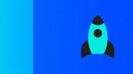 Minimalist Blue Rocket Icon on Gradient Background Simple Space Concept Illustration