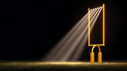 Modern Minimalist Golden Outdoor Light Fixture Illuminating Grass at Night