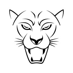 Panther Face Graphic Symbol Isolated on White.