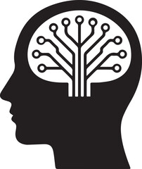 Digital Mind: An illustration portraying a human head with a circuit board design symbolizing the concept of digital intelligence, thoughts and innovative ideas.