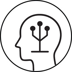 Thinking Circuit: A symbolic representation of the human mind interconnected with a digital circuit, reflecting the fusion of intellect and technology. 