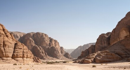 Fototapeta premium Desert canyon vista under a pale blue sky