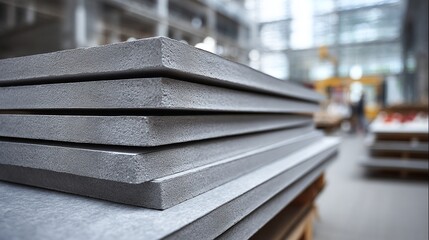 Premium building materials stacked neatly in warehouse ready for construction projects modern industrial design elements showcased
