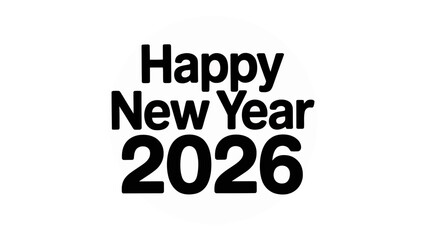 Happy New Year 2026: A minimalist greeting card design features bold text conveying a festive message of optimism and anticipation for the coming year.