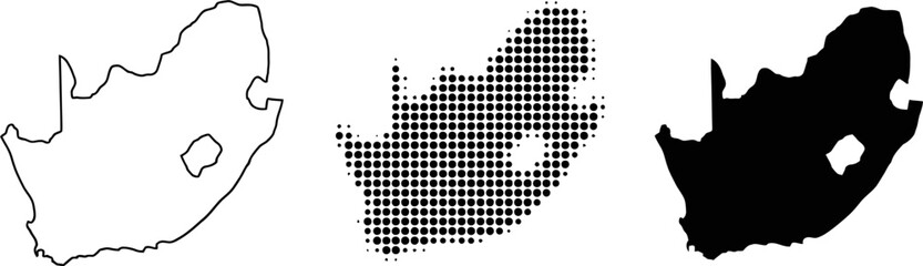 South Africa Map Outline Dot Silhouette Collection